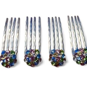 Soho Mini Crystal Hair Combs Multicolor Bridal Set of 4